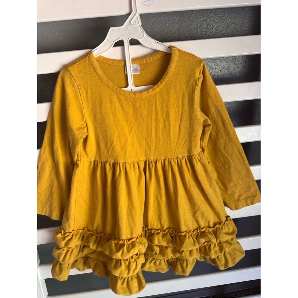 Girls' Mustard Ruffle Peplum Top - Unbranded